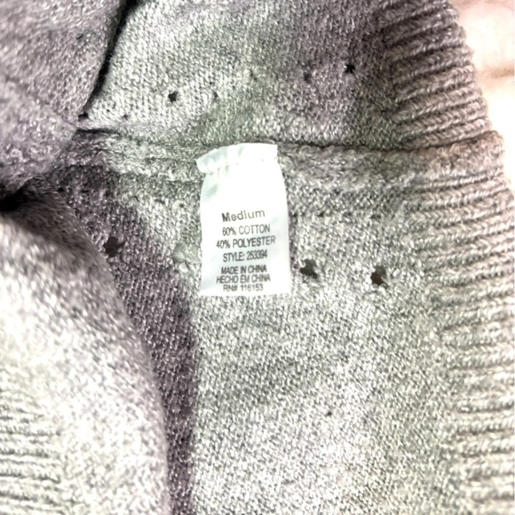 POOF New York Women’s Medium Gray Crew Neck Sweater with Cut Out Detail - Picture 4 of 6